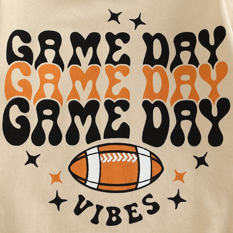 Get Your Child Ready for Action with Our Kids Rugby Letters Print Long Sleeve Pullover Romper