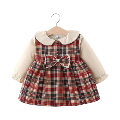 Stay Cozy and Stylish with Our Girls Bow-Knot Plaid Plus Fleece Skirt
