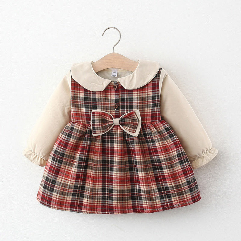 Stay Cozy and Stylish with Our Girls Bow-Knot Plaid Plus Fleece Skirt