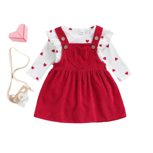 Adorable Baby Girl Valentine's Day Heart Print Suit