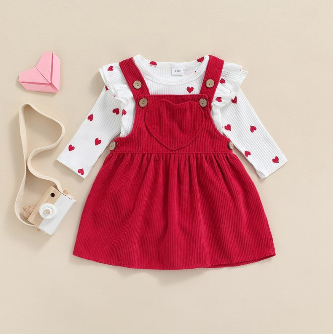 Adorable Baby Girl Valentine's Day Heart Print Suit