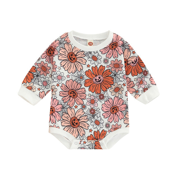 Baby Halloween Pumpkin Print Romper - BabbeZz