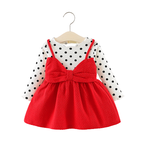 Adorable Long Sleeve Stitching Dress for Girls