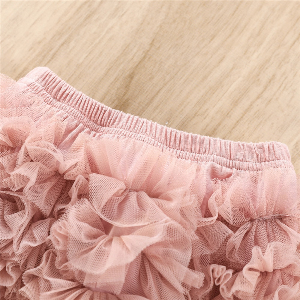 Adorable First Birthday Girls Clothes Set for the Little Princess - Lace Sleeve Bodysuit+Shorts