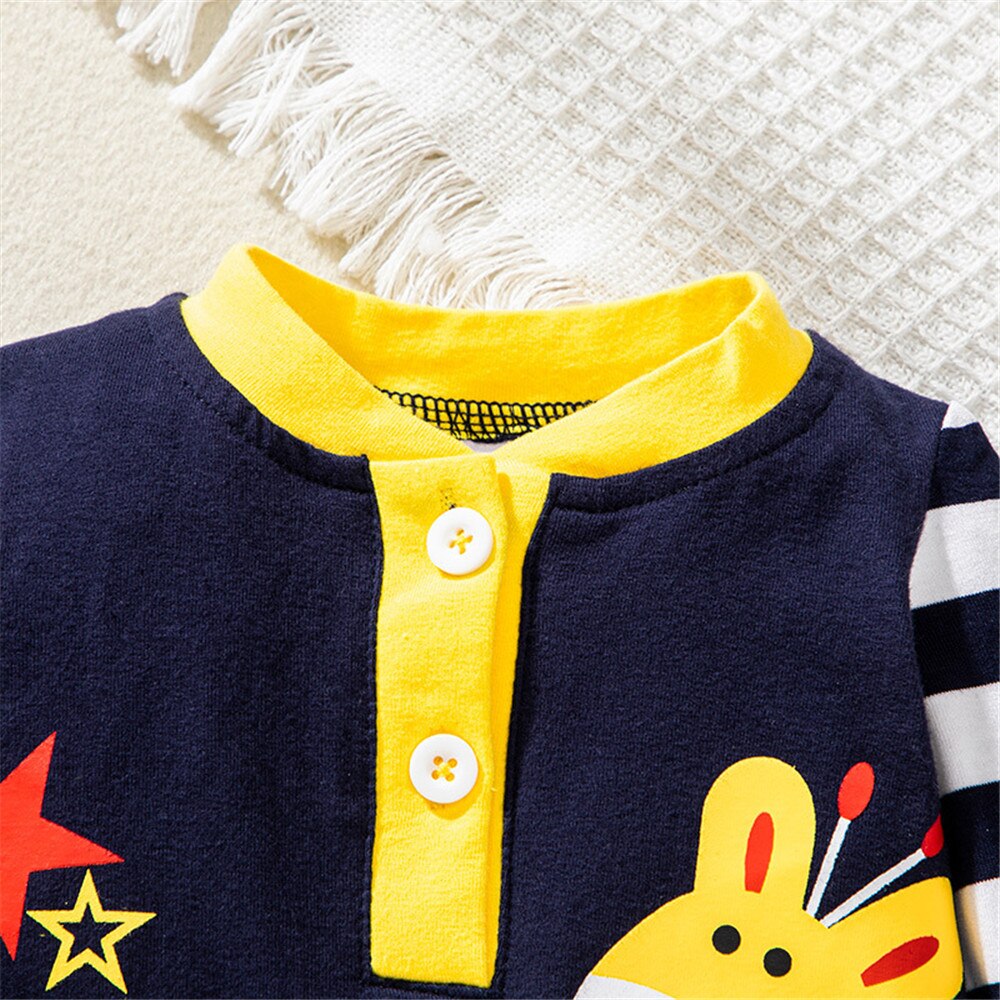 Cute Striped Giraffe Infant Baby Clothes Set for Autumn