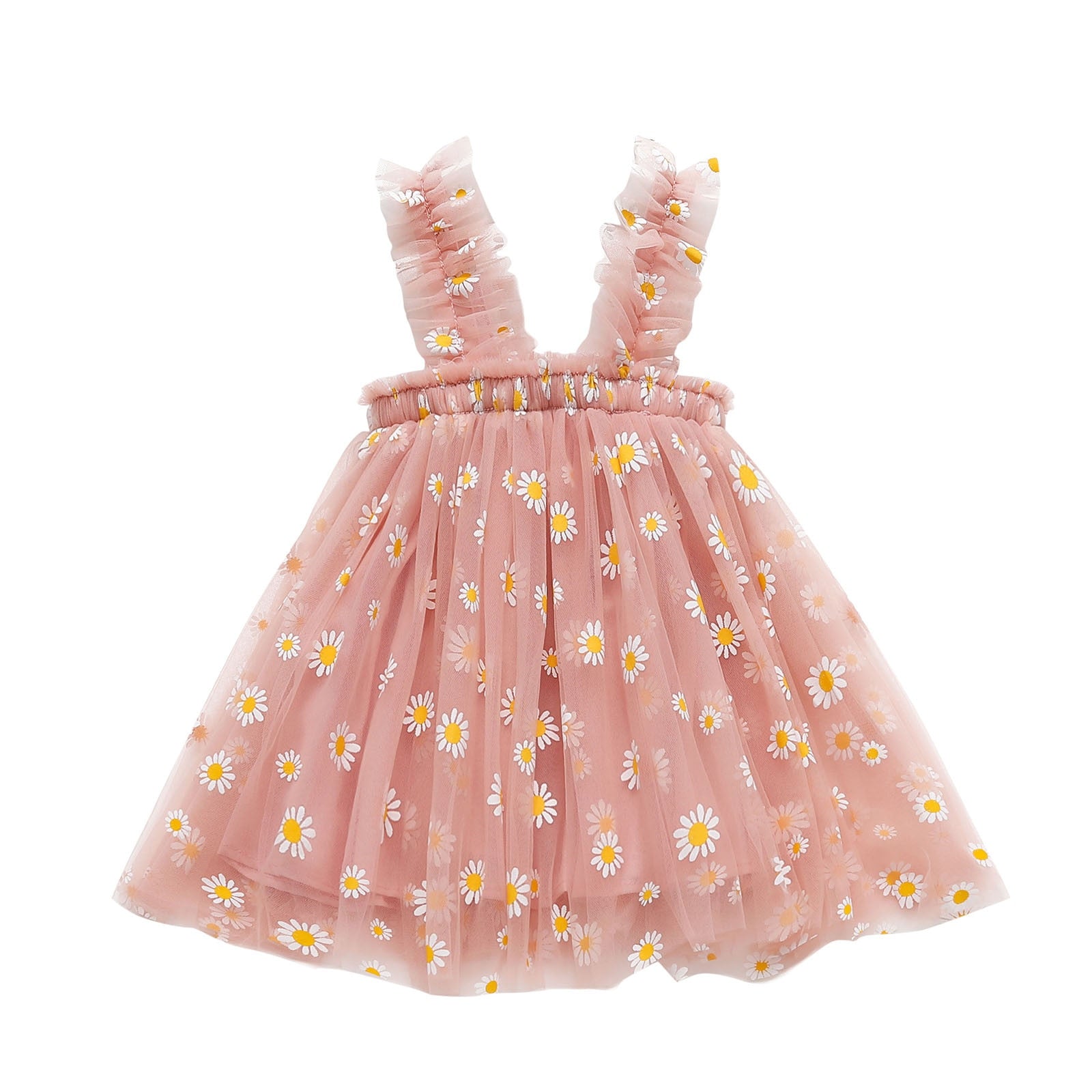Adorable Daisy Floral Dresses for Toddler Girls | Summer Beach Suspender Tulle Party Princess Dresses