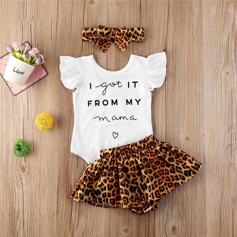 Baby Boys Girls Summer 3pcs Outfits Sets Short Sleeve Letter Print T-shirts+Floral High Waist Shorts+Headband Soft Outfits