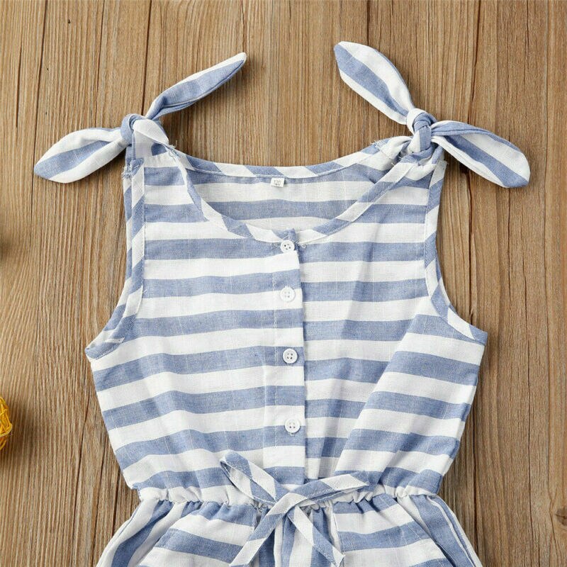 Summer Stripe Romper Jumpsuit for Infant Girls