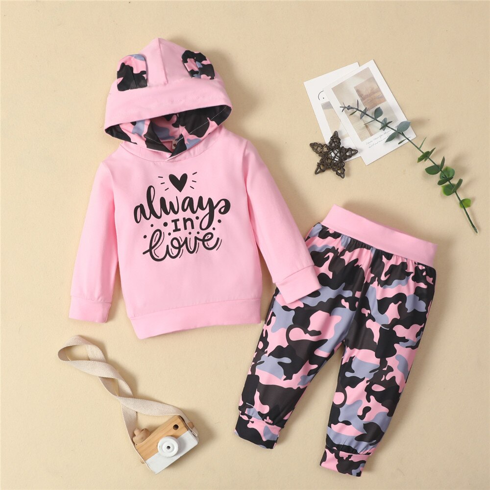 Autumn/Winter Baby Girls Clothes Newborn Suit Hoodie+Pants 2-Piece Children's Baby Suit Tracksuits