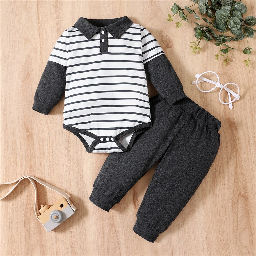 Stripe Baby Boy Clothes Set for Newborns