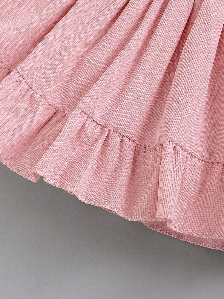 Adorable Winter Floral Baby Girl Clothes Set with Pink Rose Bodysuit Romper, Suspender Skirt, and Headband for Toddler Kids