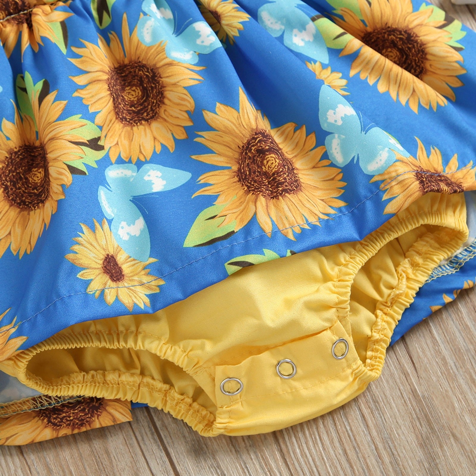 Newborn Baby Sunflower Print Romper Set with Headband - Sleeveless Infant Outfit
