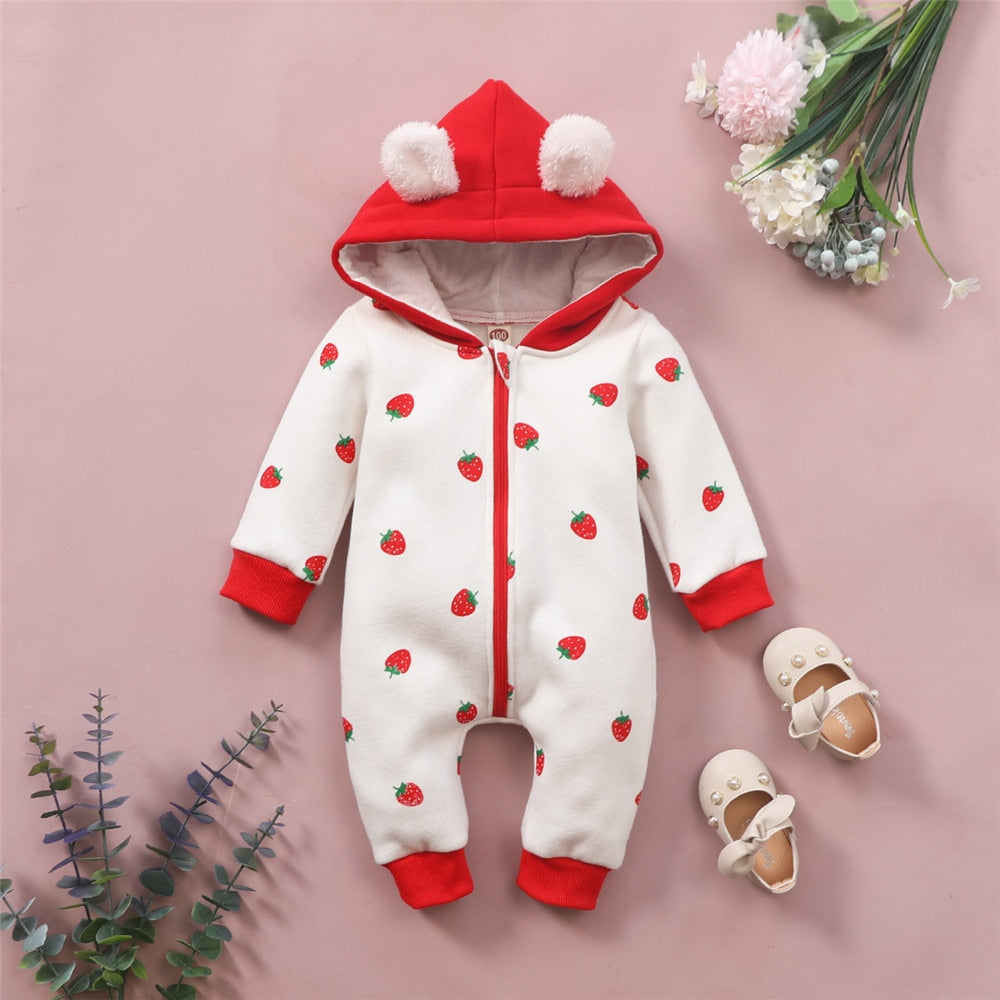 Cozy Heart Hooded Rompers for Toddlers