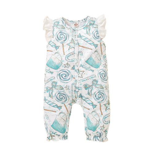 Sweet Butterfly Baby Girls Romper | Floral Print Ruffles Jumpsuit for Newborns | Summer Sleepwear for Kids & Babies