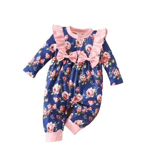 Sweet Floral Baby Girls Rompers for Autumn and Winter