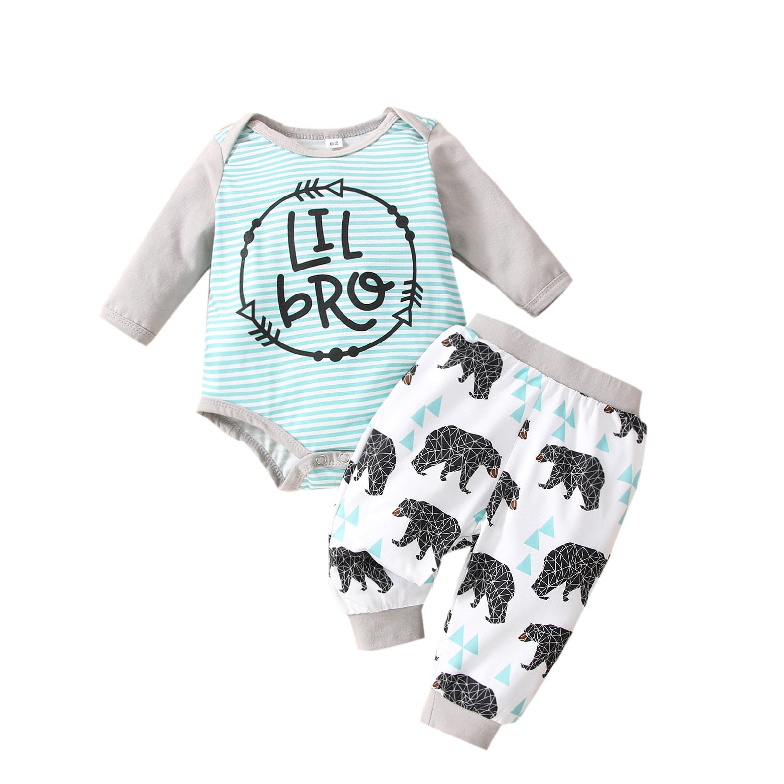 Newborn Infant Baby Boy Girl 3Pcs Autumn Clothing Set Long Sleeve Letter Printed Bodysuit Top Long Pants Hat