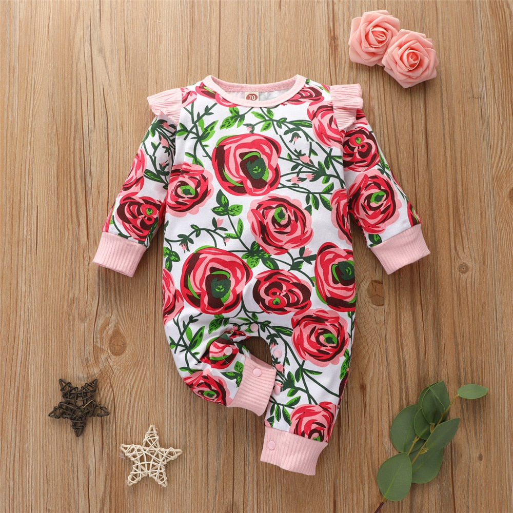 Adorable Floral Winter Jumpsuit for Baby Girls
