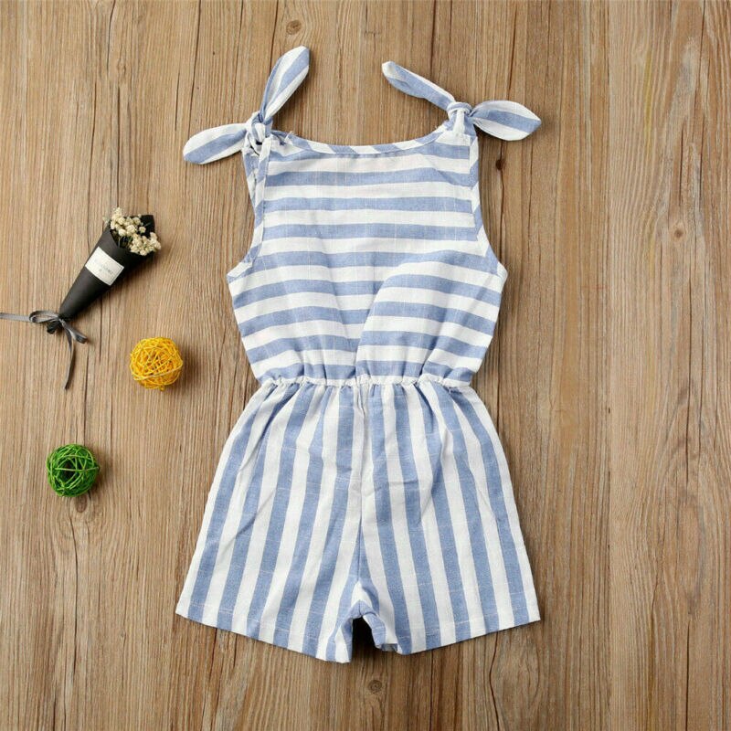 Summer Stripe Romper Jumpsuit for Infant Girls