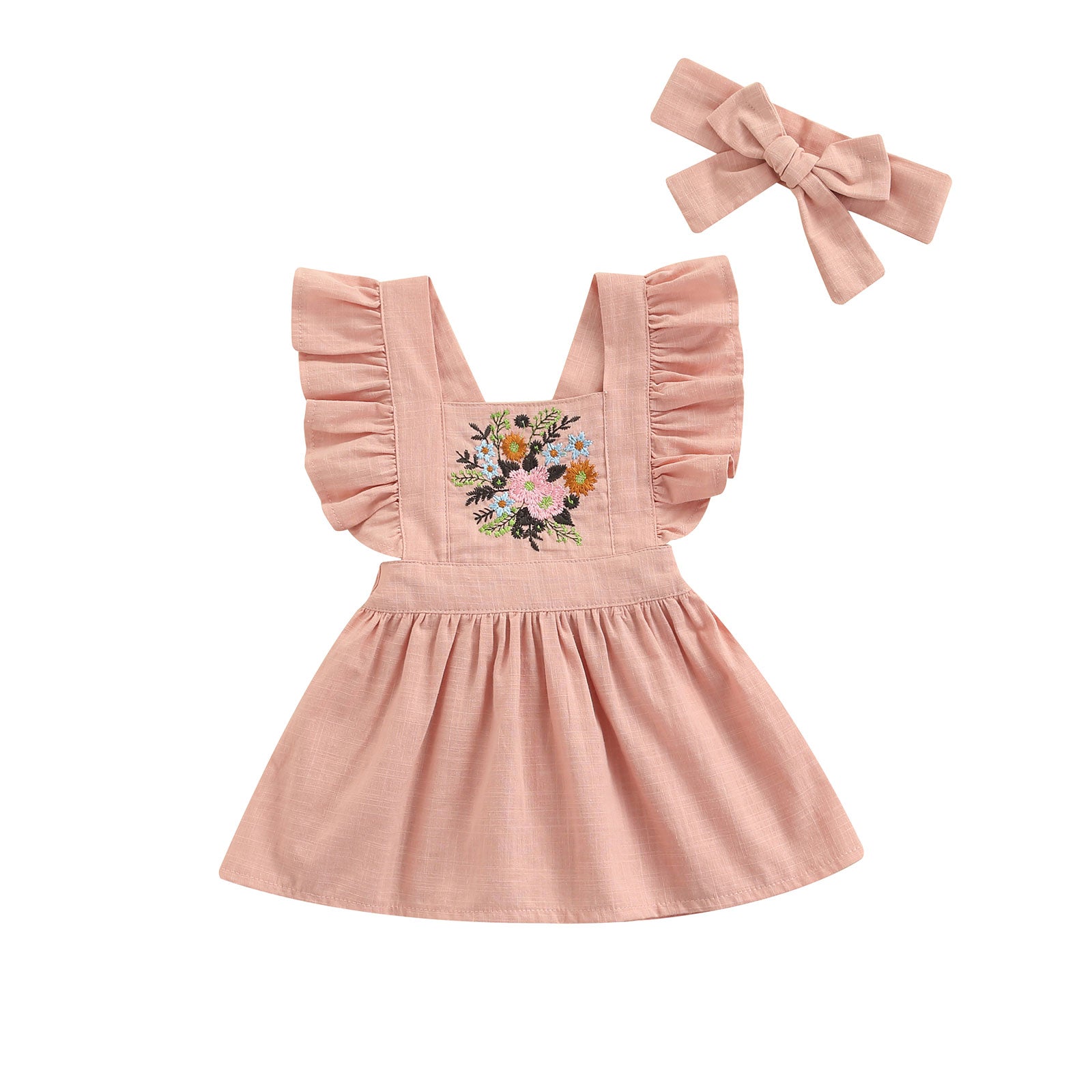 Summer Princess Baby Girls Dress with Embroidery Floral and Ruffles