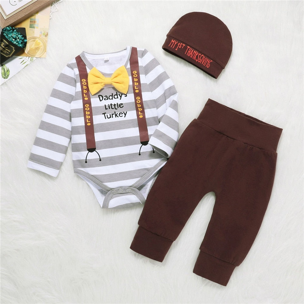 Newborn My First Thanksgiving Clothes Baby Boy Costume Set