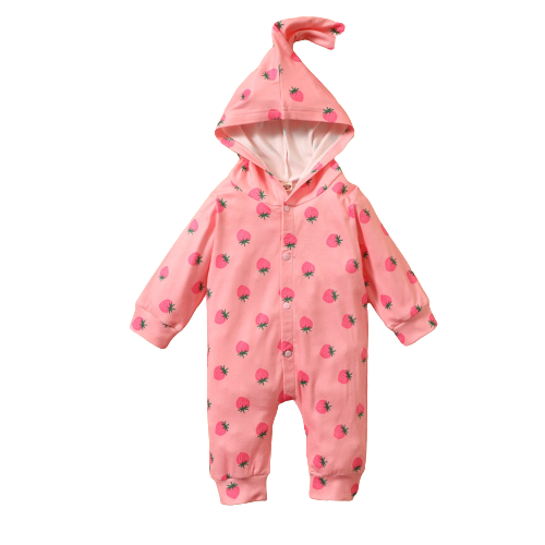 Toddler Heart Hooded Rompers with Plus Velvet Lining for Winter