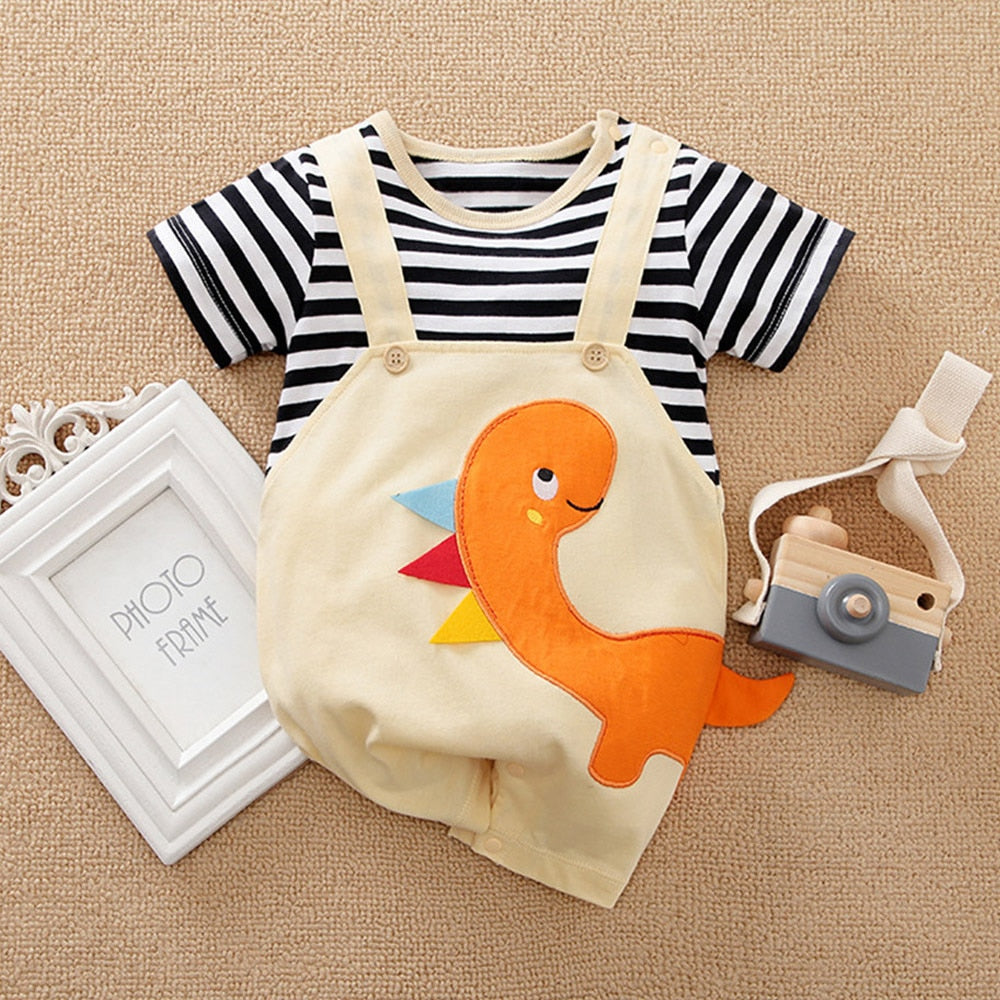 Adorable Dinosaur Baby Boy Romper for Summer Sleepwear