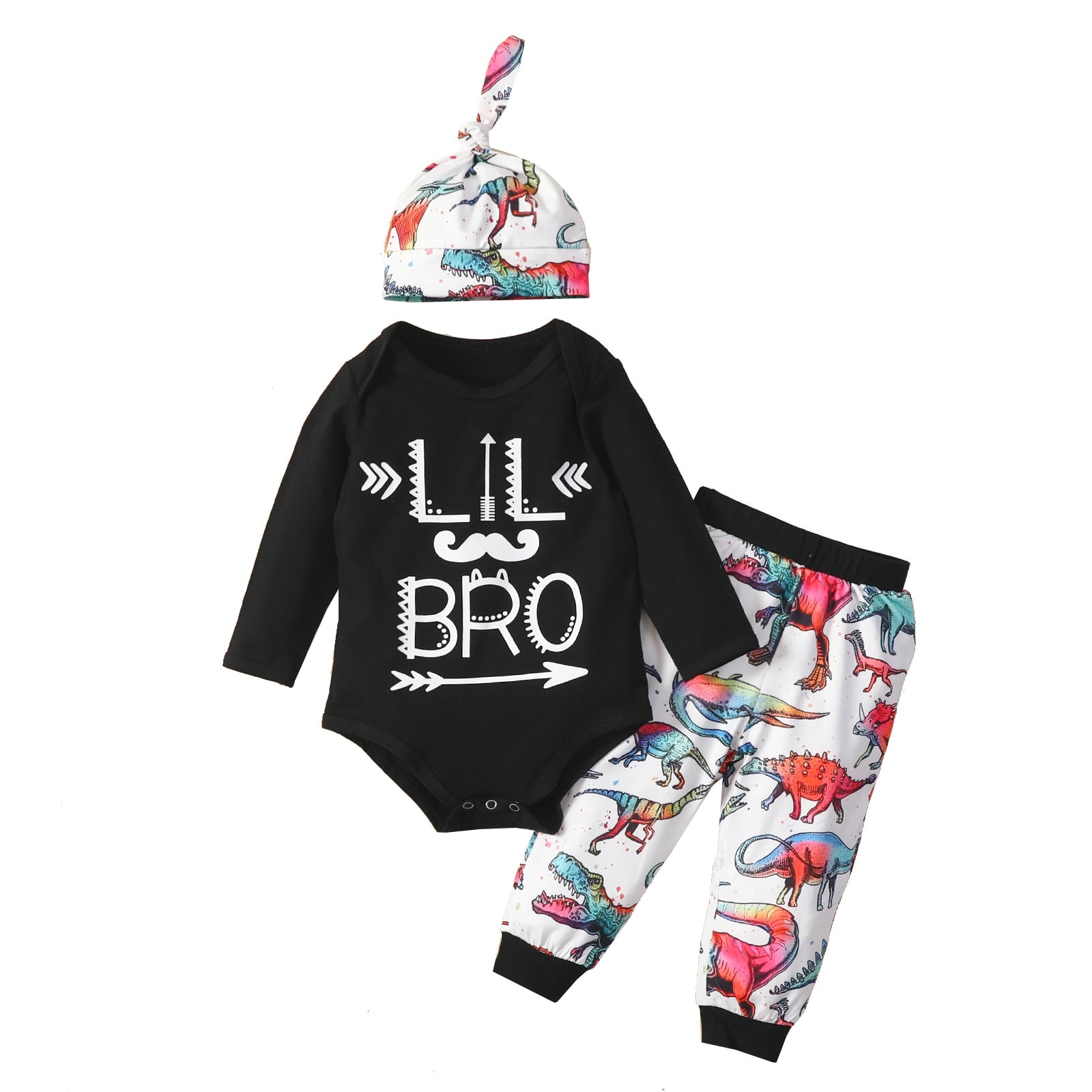 Adorable 3Pcs Baby Boy Casual Outfits with Letter Print and Dinosaur Pattern