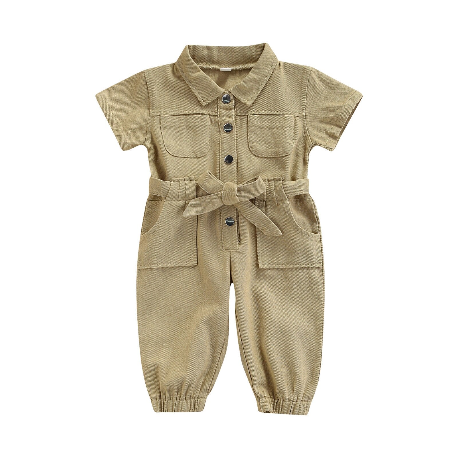 Fashionable Infant Girls' Jumpsuits with Belt and Pocket