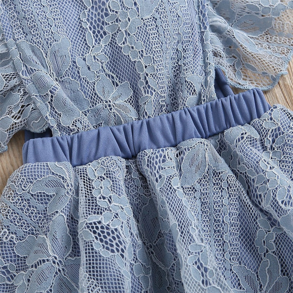 Sweet Solid Newborn Bodysuit Lace Rompers for Baby Girls