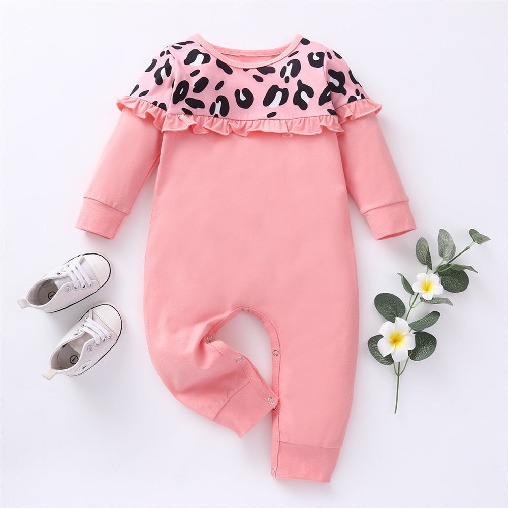 Stylish Solid Baby Rompers and Hat with "Love Mom" Costume for Newborn Girls