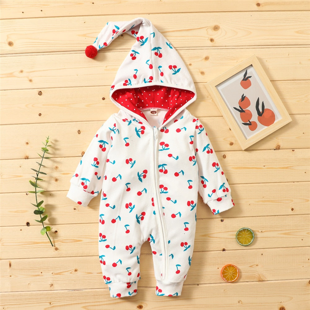 Heart Hooded Zipper Toddler Baby Rompers for Boys and Girls