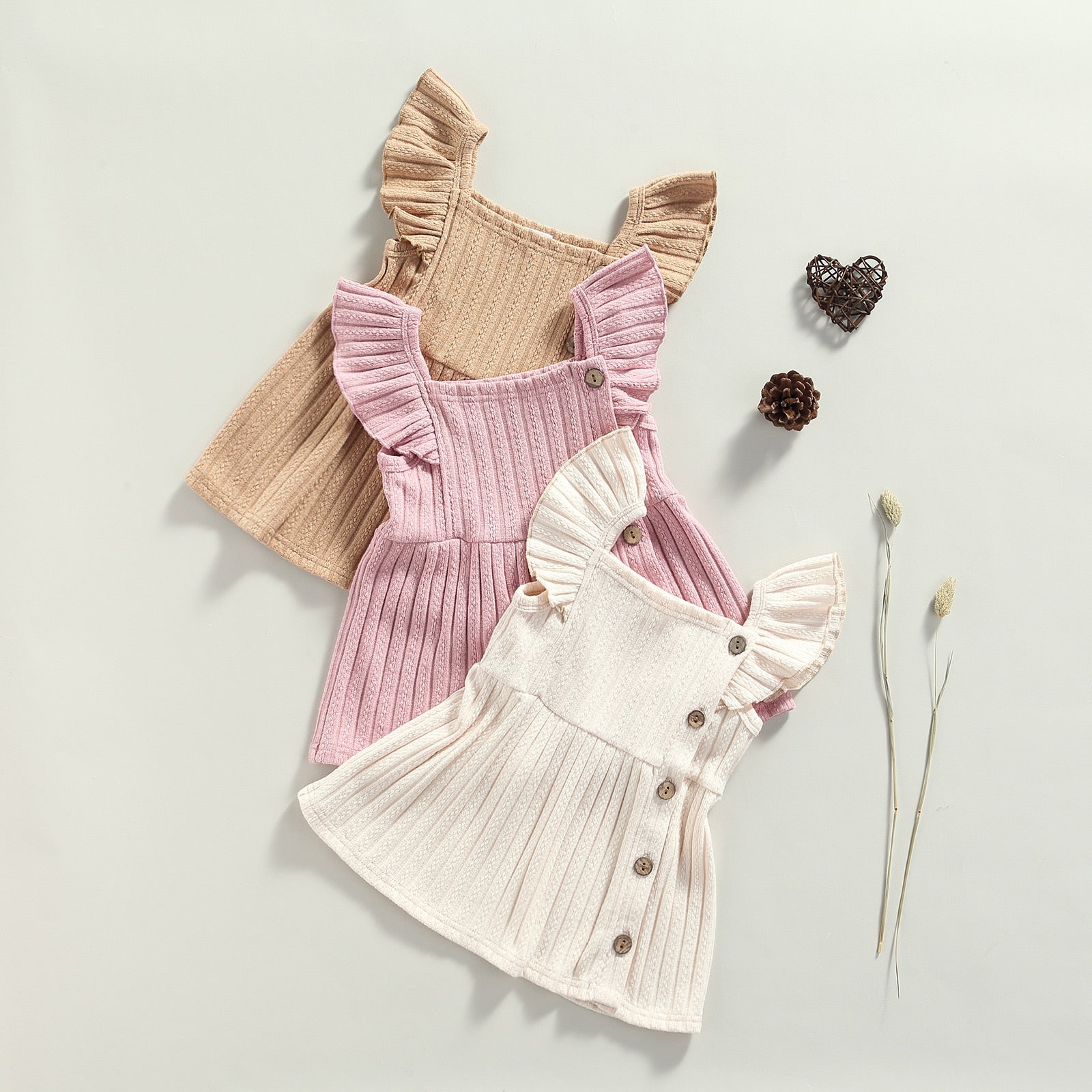 Adorable Autumn Baby Girls Princess Dress with Ruffles Sleeves and A-line Skirt