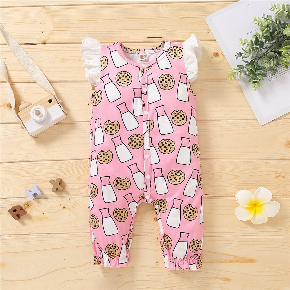 Sweet Butterfly Baby Girls Romper | Floral Print Ruffles Jumpsuit for Newborns | Summer Sleepwear for Kids & Babies