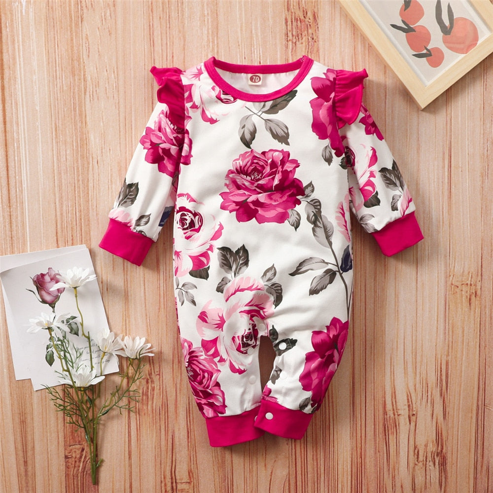 Floral Ruffles Winter Jumpsuit for Baby Girls