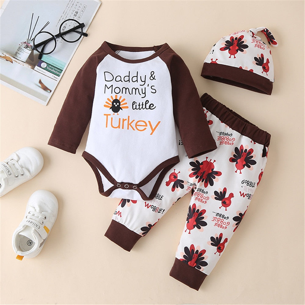 Newborn My First Thanksgiving Clothes Baby Boy Costume Set