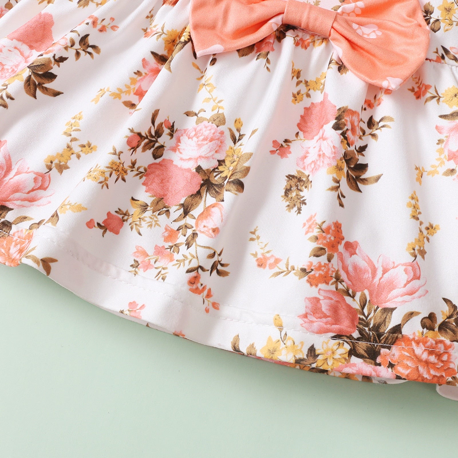 Cute 3pcs Floral Bow Top and Polka Dot Pants Set for Newborn Baby Girls