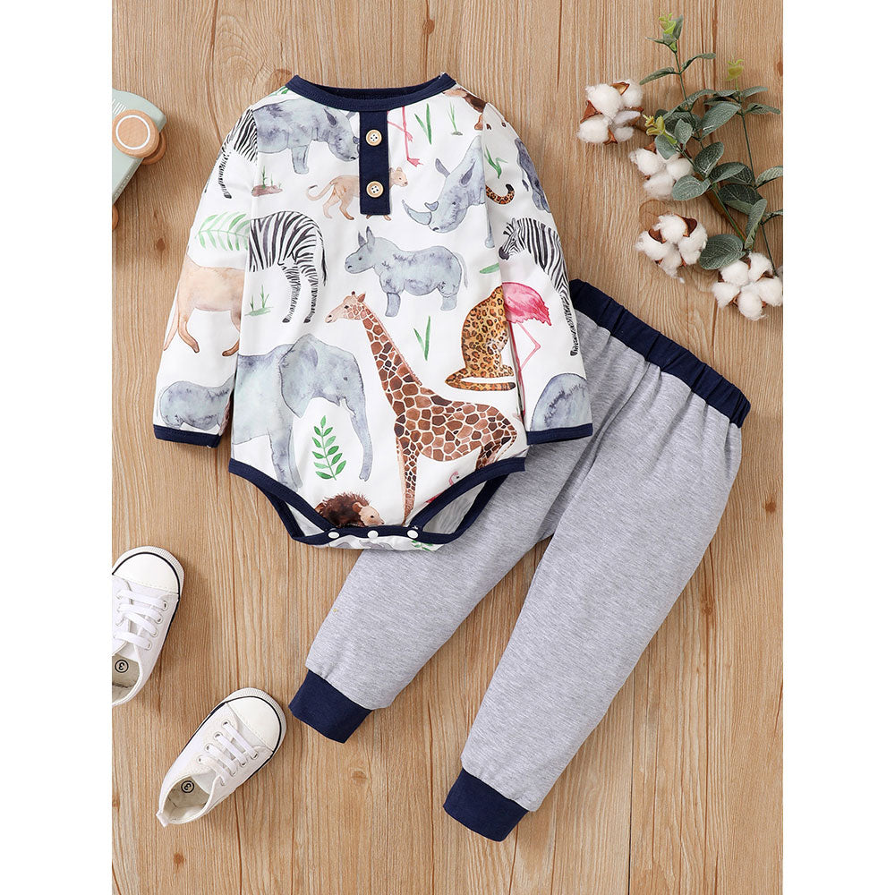 Adorable Autumn Animal Clothes Set for Baby Boys