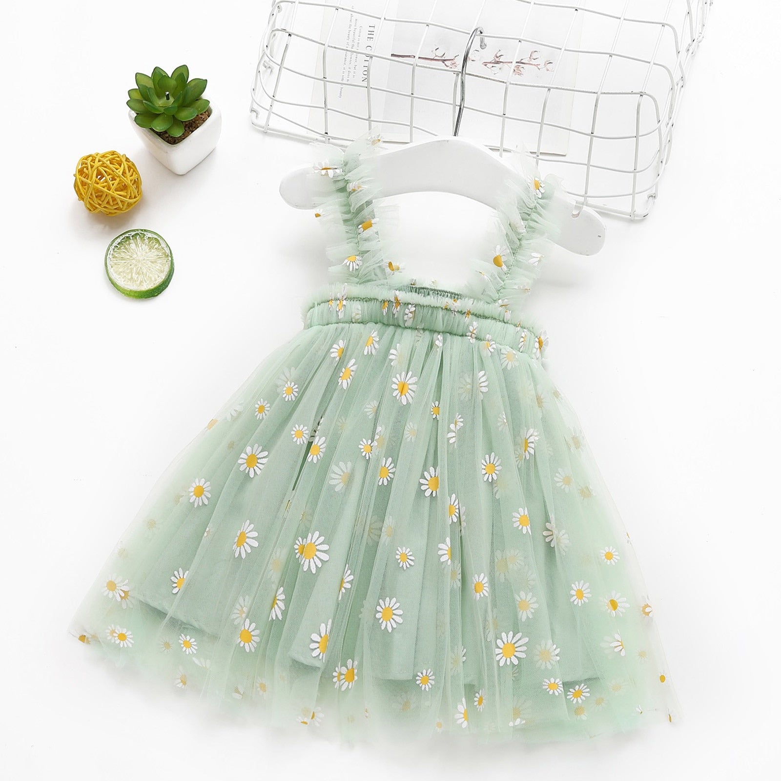 Adorable Daisy Floral Dresses for Toddler Girls | Summer Beach Suspender Tulle Party Princess Dresses