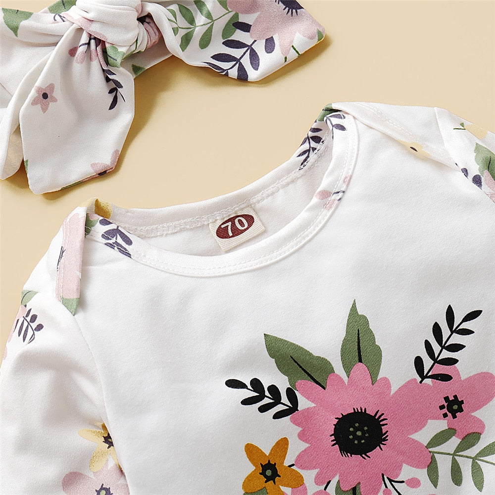 Floral Ruffle Baby Rompers for Girls