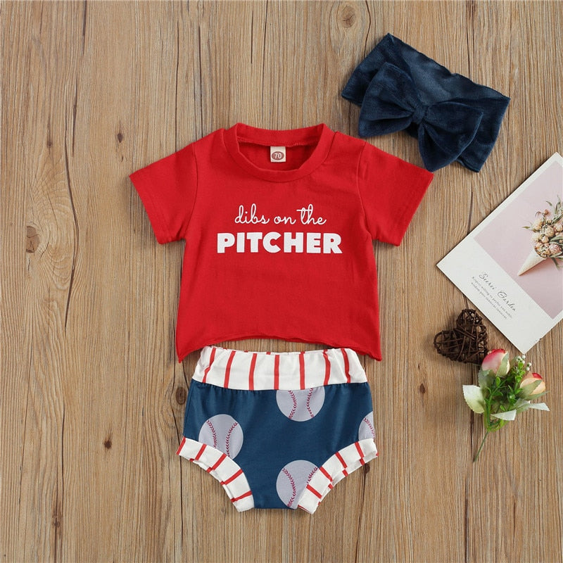 Summer Fun: Newborn Baby Girls Clothes Set with Short Sleeve Letter Print Tops, Print Shorts, and Headband