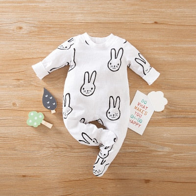 Cute Hedgehog and Rabbit Newborn Bodysuits for Girls