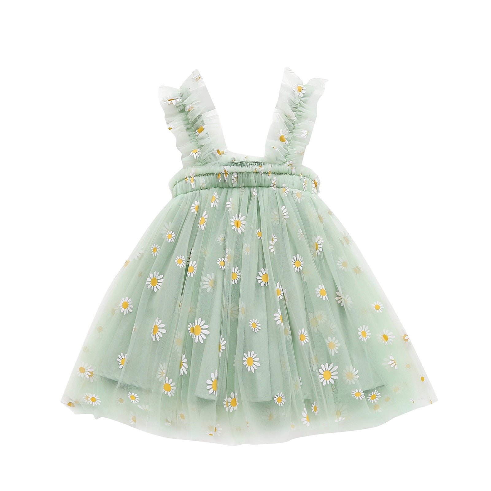 Adorable Daisy Floral Dresses for Toddler Girls | Summer Beach Suspender Tulle Party Princess Dresses