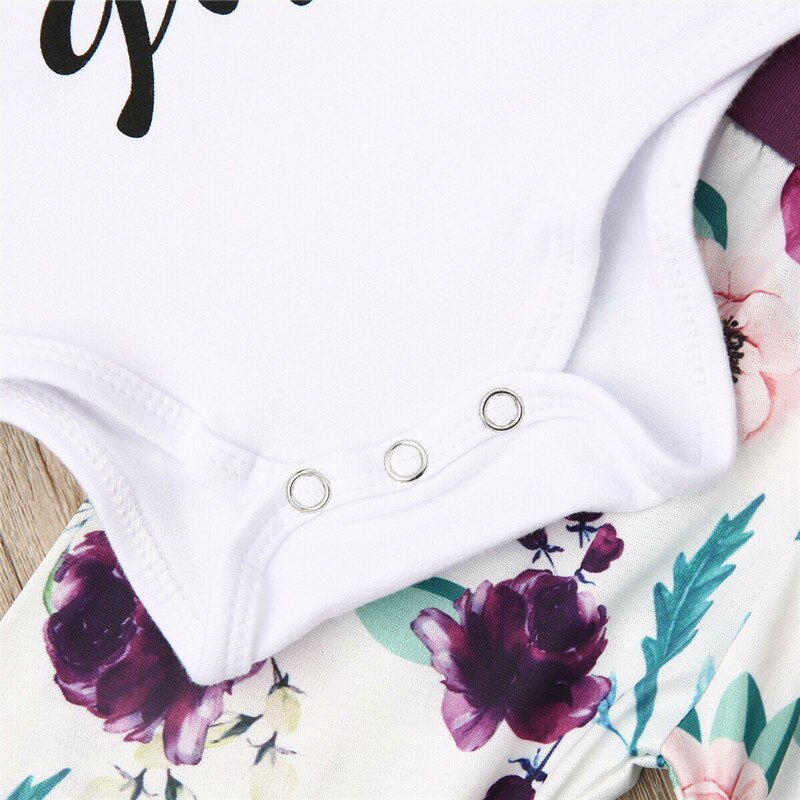 4-Piece Set of Newborn Baby Girl Cotton Clothes with Letter Print and Accessories