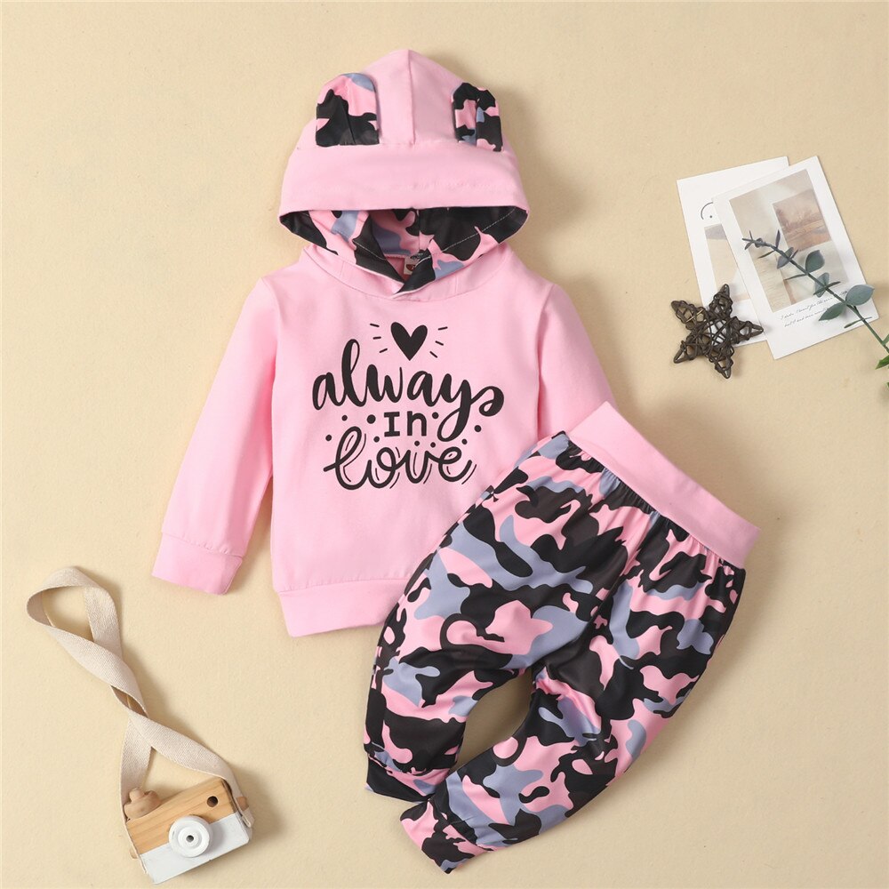 Autumn/Winter Baby Girls Clothes Newborn Suit Hoodie+Pants 2-Piece Children's Baby Suit Tracksuits