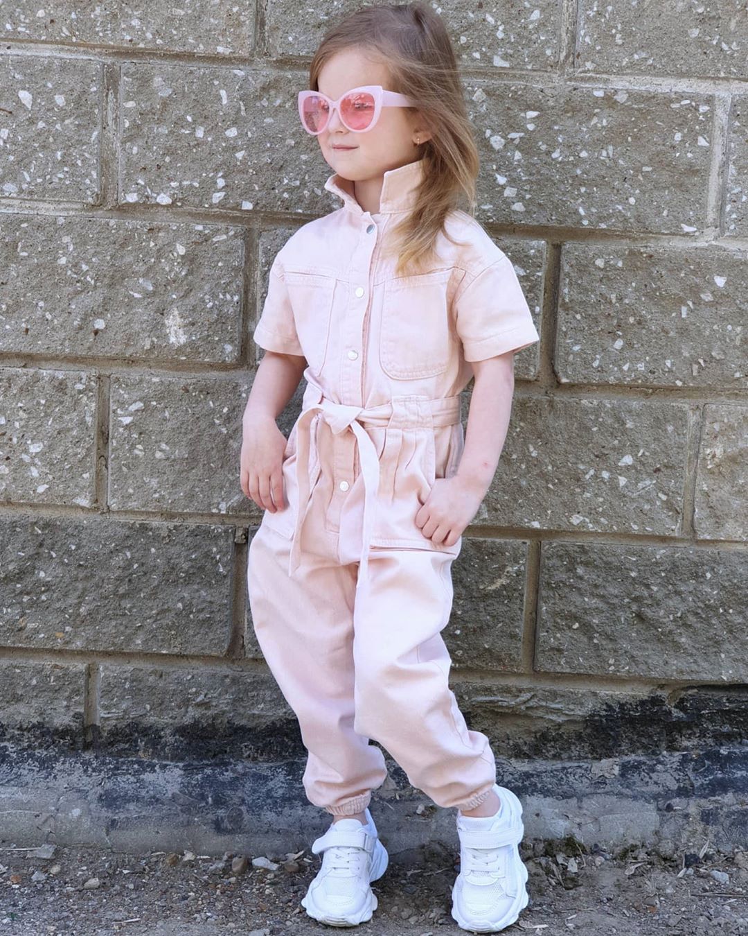 Fashionable Infant Girls' Jumpsuits with Belt and Pocket