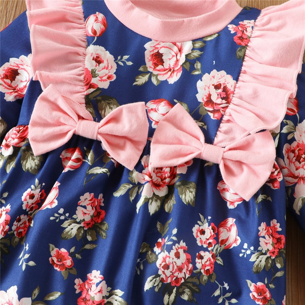Sweet Floral Baby Girls Rompers for Autumn and Winter