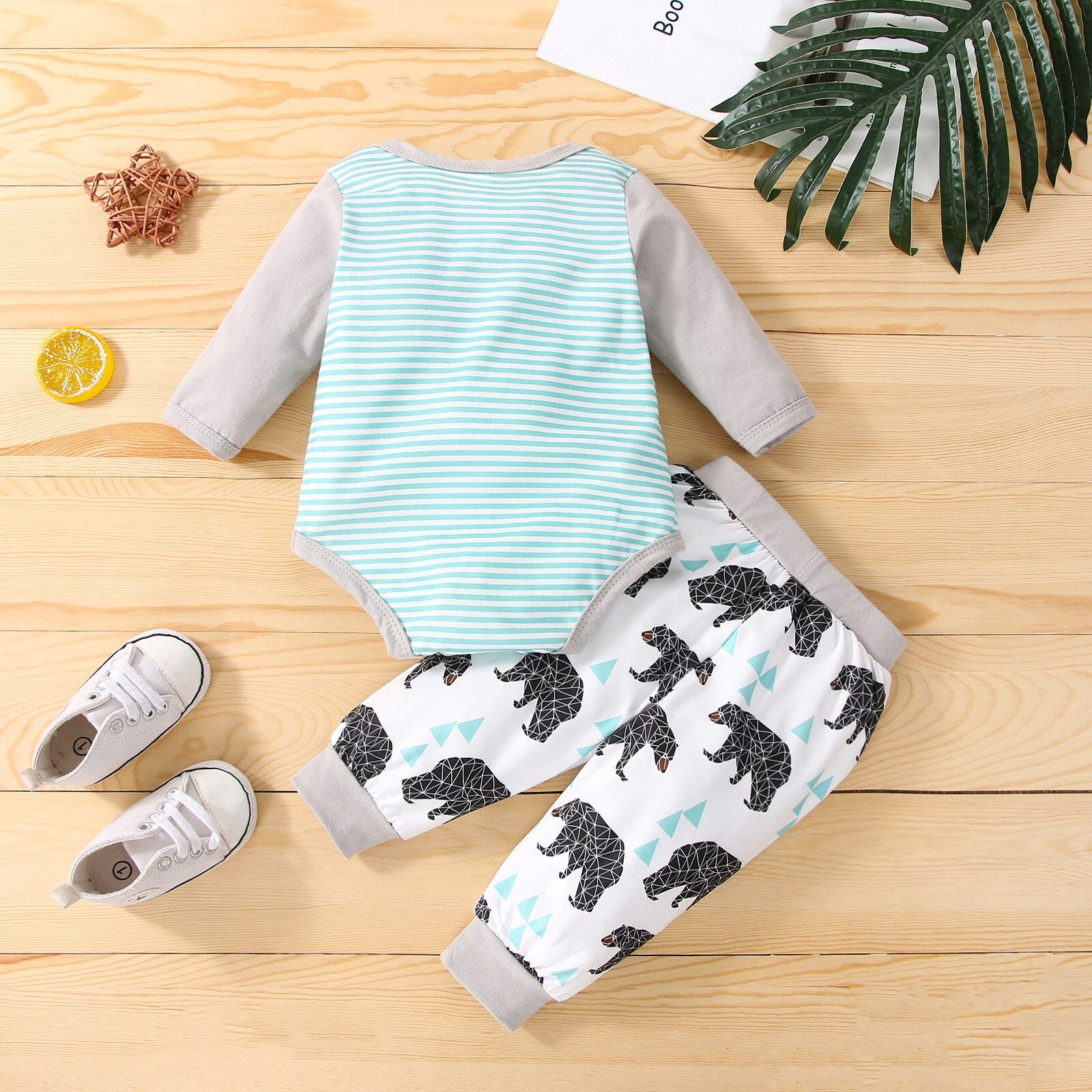 Newborn Infant Baby Boy Girl 3Pcs Autumn Clothing Set Long Sleeve Letter Printed Bodysuit Top Long Pants Hat