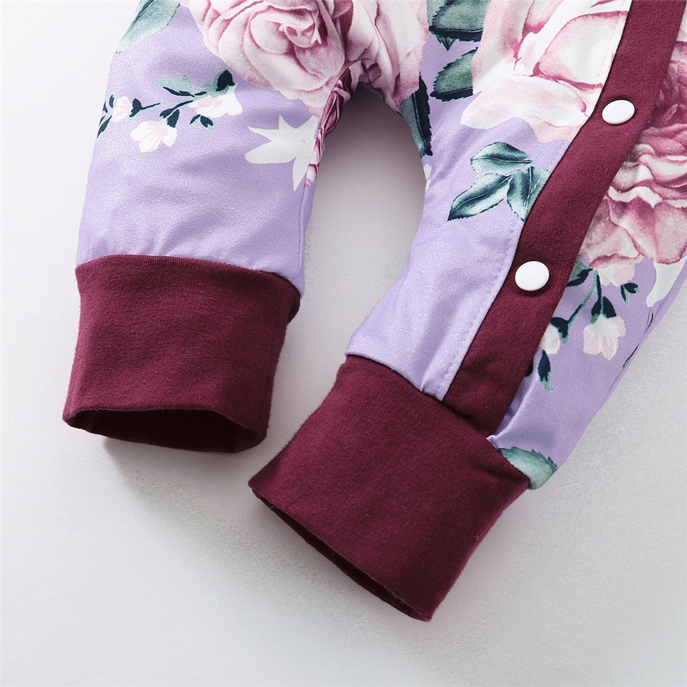 Floral Winter Jumpsuit for Baby Girls: Ruffled Overalls for Newborns and Kids