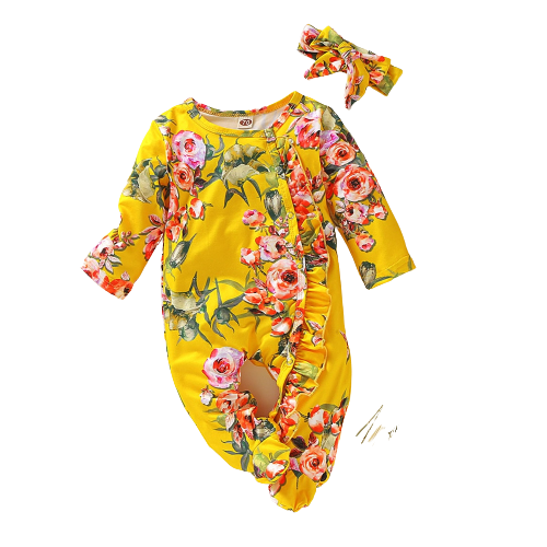 Adorable Girls' Winter Jumpsuit with Floral Ruffles for Newborns and Toddlers