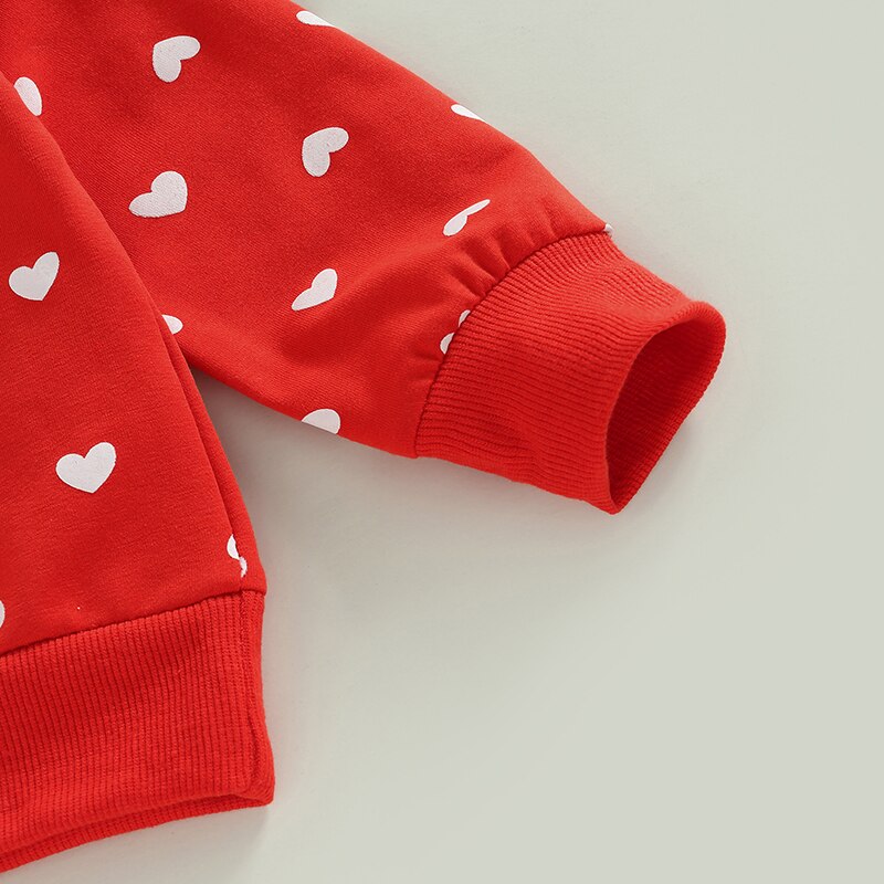 Cute Newborn Baby Girls Heart Print Clothes Sets for Valentine's Day